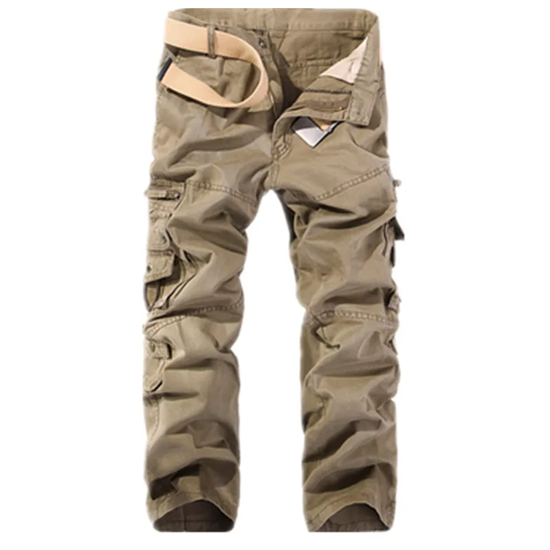 

Men Cargo Pants Men Casual Multi-Pocket Cotton Overall Trousers Easy Wash Autumn Army Green Joggers Pants Male Dropshipping