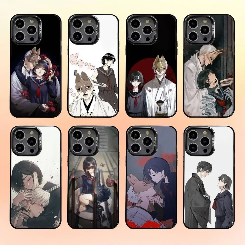 

Mr. Masked Fox and the Female Student Phone Case For iPhone 16,15,14,13,12,11,Pro,MAX Gray Matte Silicone Black Cover