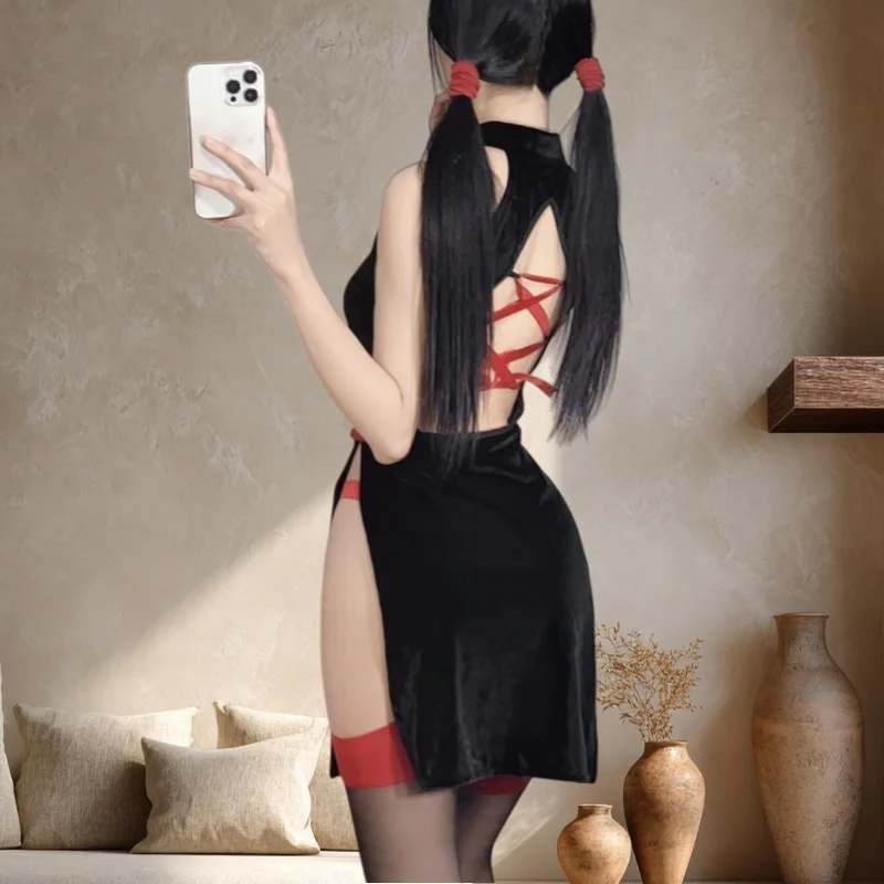 Damska, seksowna koszulka nocna, zestaw gorącej bielizny do flirtowania, do odgrywania ról i uwodzienia, rozmiar uniwersalny, prezent urodzinowy