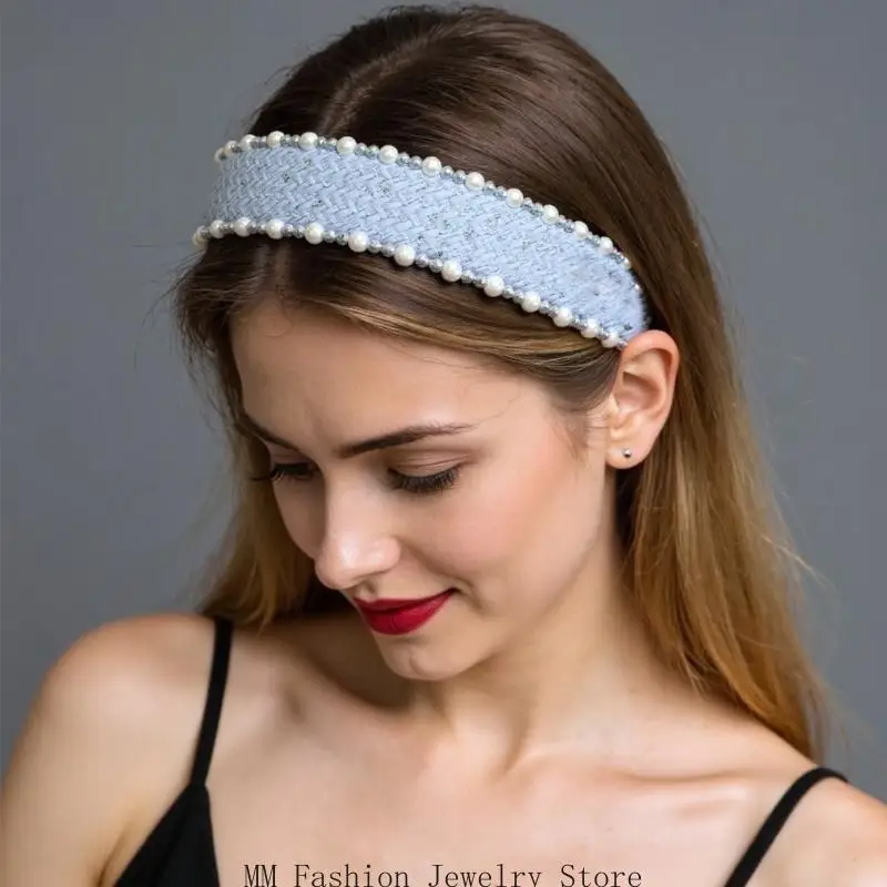 D0ub Bandons perles uniques pour les femmes confortables Tissu tissus Tiptes port quotidiens pour les réunions bal