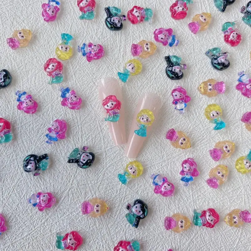 Resin Cartoon Anime Princess Nail Charms Cute Sparkling Princess Nail Art Decorations Accessories for DIY Hairpin Nail Crafts