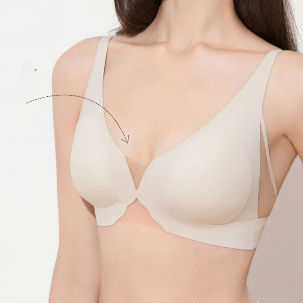 Mesh Traceless Bras for Women Small Bust Push Up Thin Version Ventilate Bralette Sexy Back Beauty True Body Lift Scoop Bra