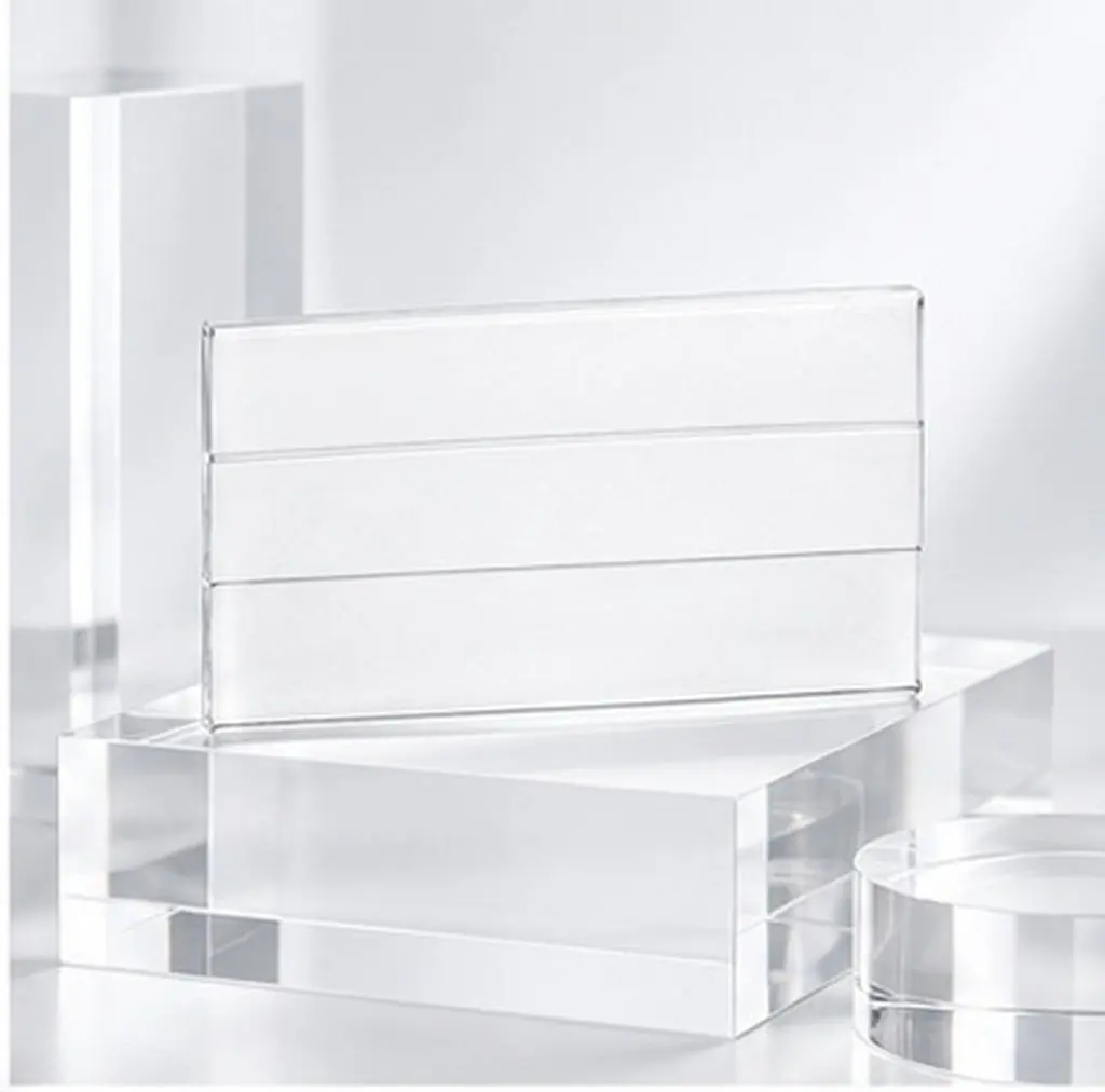 20Pcs 6x4cm Acrylic Flat Price Tag Holders Space-Saving Transparent Label Stand for Market Stall Supermarket Retail Store Shelf