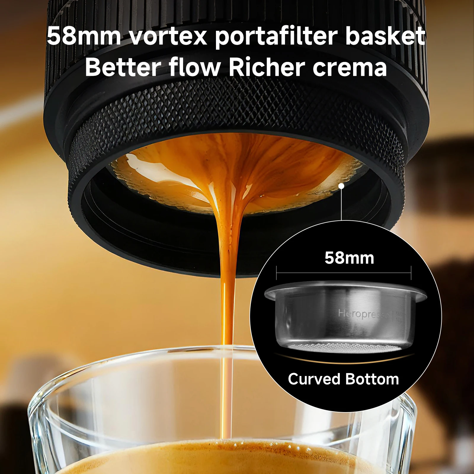 ZeroHero  20Bar Espresso Coffee Maker  High Pressure 58mm Portable Pro Extraction Type-C Car Coffee Maker Outdoor & Indoor