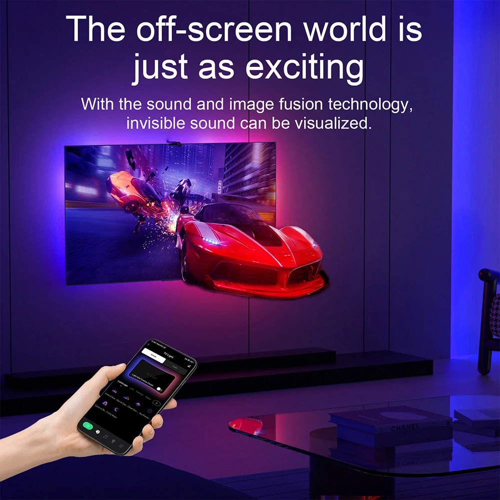 Светодиодная погружная подсветка телевизора с синхронным изменением и подсветкой для телевизора, приложение и дистанционное управление для игровой комнаты в гостиной