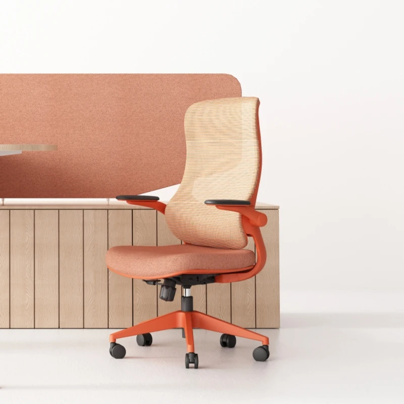 

Height-adjustable mesh office chair with high back and lumbar support