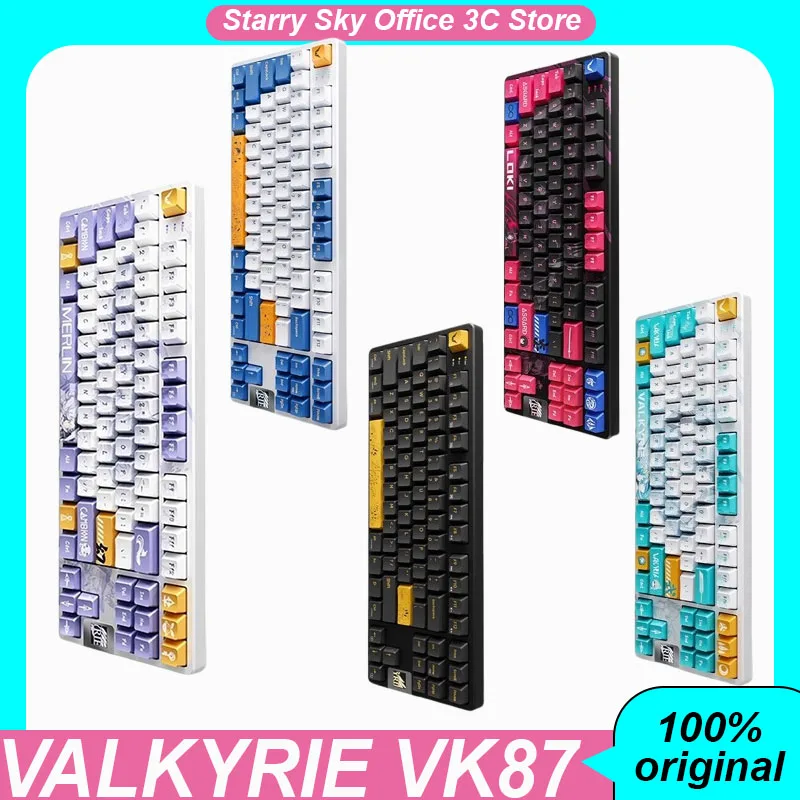 

VALKYRIE VK87 игровая клавиатура, беспроводная трехрежимная TFT-клавиатура, 0,85 дюйма, цветной экран, 4000 мАч, прокладка из ПБТ, клавиатуры для ПК, киберспорта, ноутбука