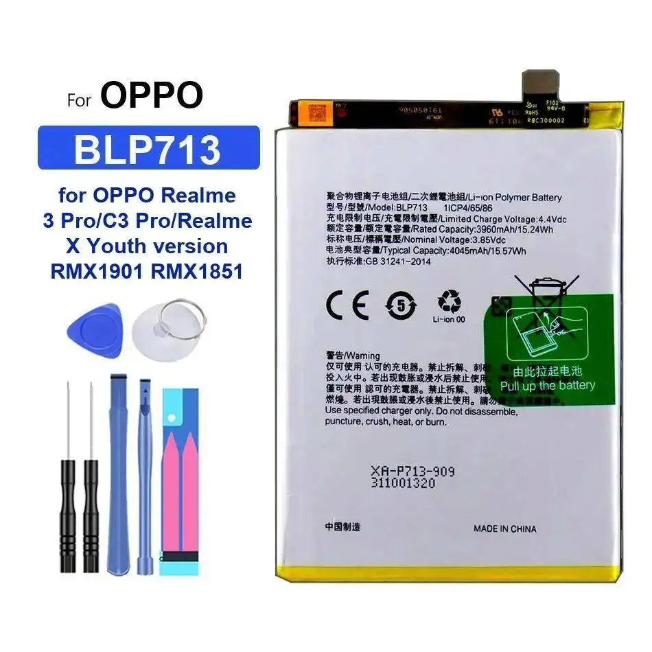 バッテリー 4045-5000mAh BLP729 BLP771 BLP713 Oppo Realme 5I 6I 3 5 C3 5S C25y C11 バージョン RMX1851 RMX1901 2021 Pro用