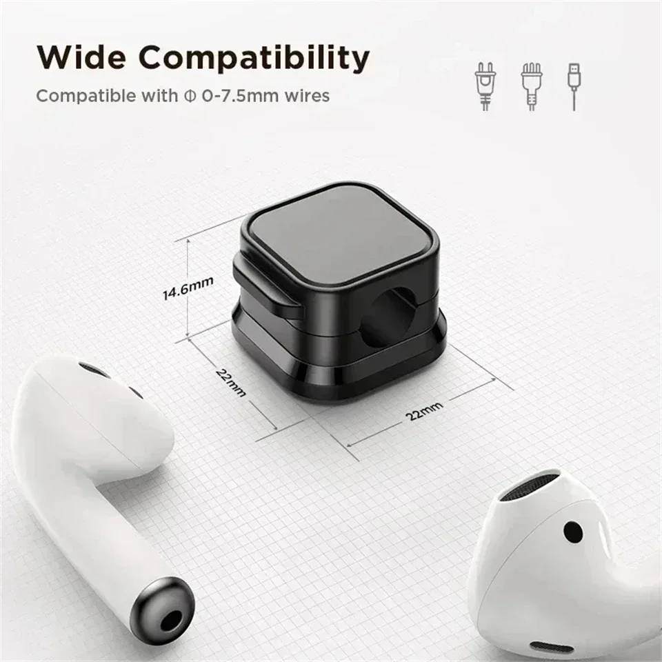 Magnetic Cable Clip Winder Holder Adhesive Wire Keeper Cord Cable Organizer USB Charging Cables Winder for Office Desktop Home