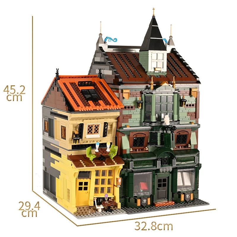 MOC اللبنات سلسلة الأفلام السحرية متجر الكتب نموذج عرض الشارع اللعب لتقوم بها بنفسك تجميع الطوب مجموعة الإبداعية عرض الهدايا #2