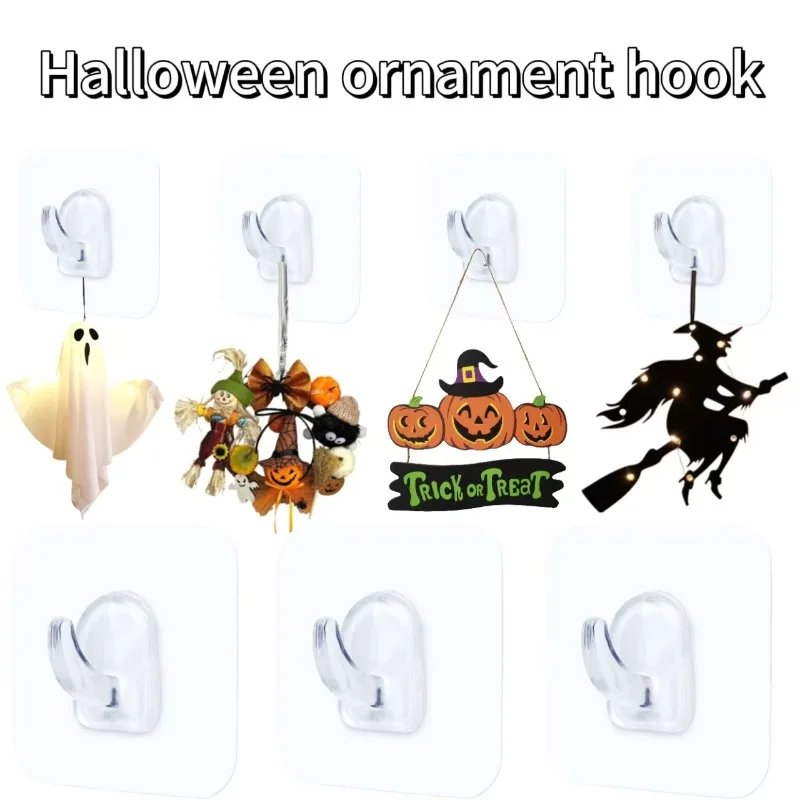 Transparente selbstklebende Haken für die Tür, Wandmontage, Aufhänger, Haken zum Aufhängen, Weihnachten, Halloween, Thanksgiving, Zubehör, Haken