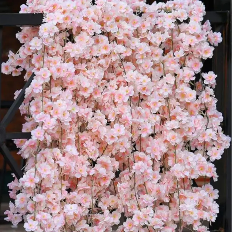 180cm Artificial Flowers Cherry Blossom Garland Wedding Arch Garden Backdrop Home Party Decoration Silk Fake Plants Vine