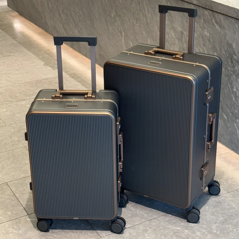 

20/22/24/26 inch Aluminium Frame Travel Suitcase Large Size Drop-resistant Trolley Case Business Boarding Box Carry on Luggage