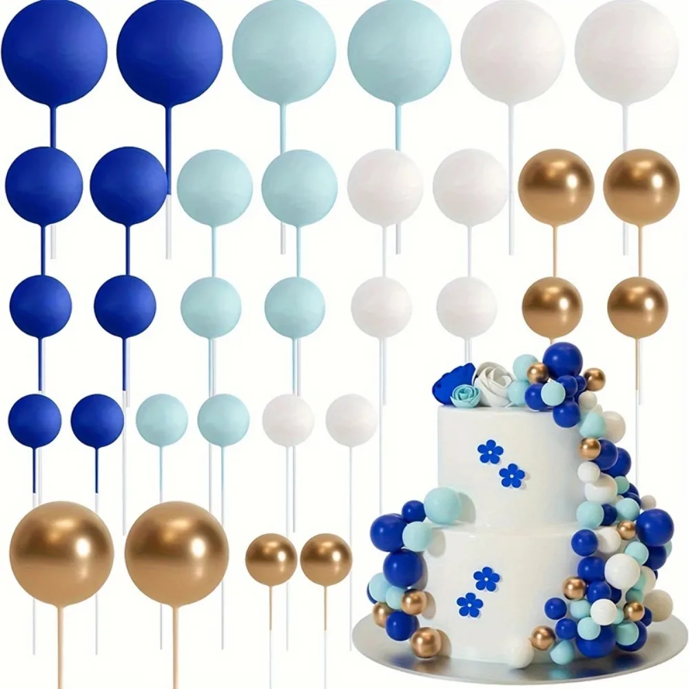 20/30 Stück Kuchenbälle Dekoration vergoldet schwarz alles Gute zum Geburtstag Schaumstoffball Kuchenaufkleber Party Muttertag Dekor DIY Hochzeitsdekoration – Detail 13