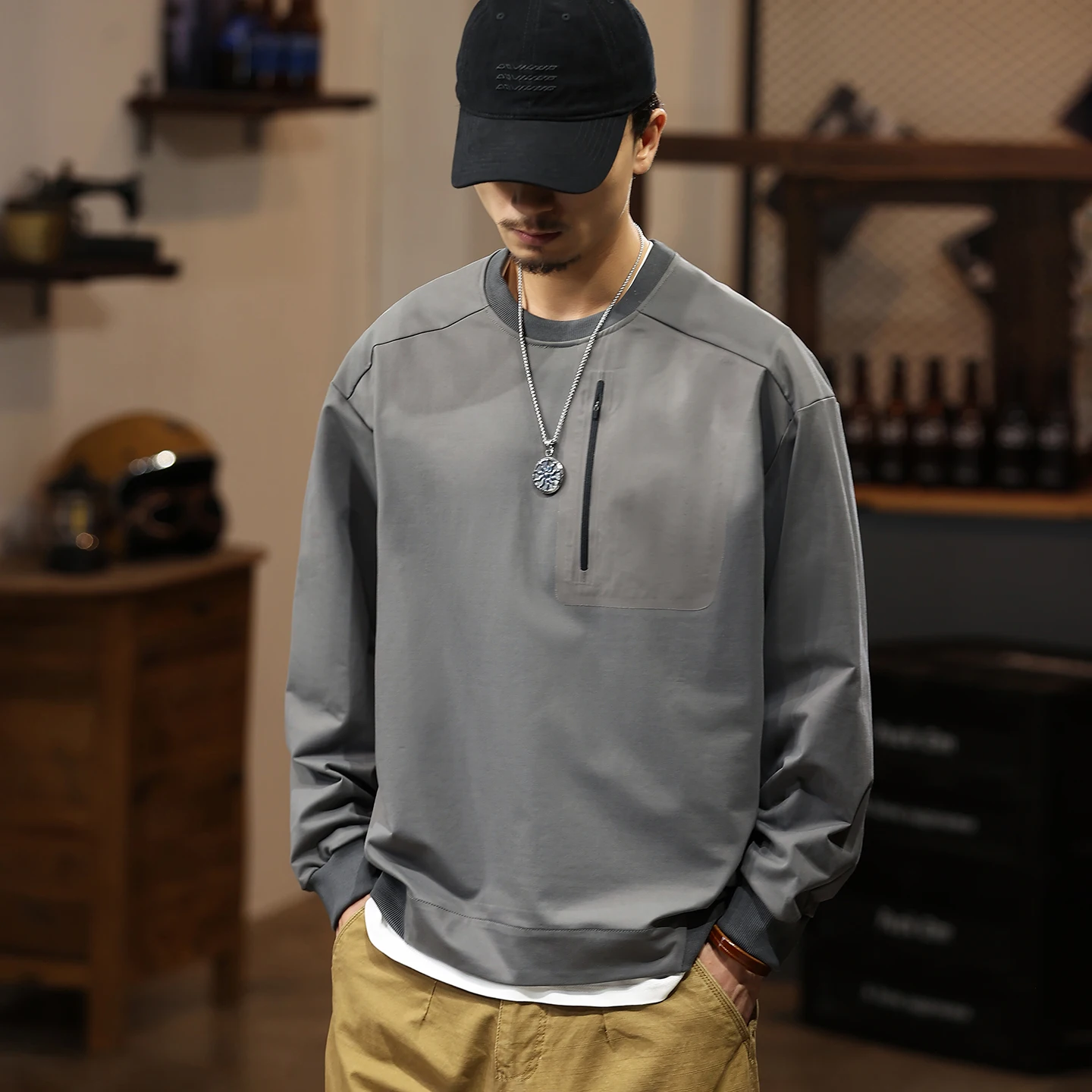 Men's Outdoor Sport Fashion Loose Casual Track Techwear Pullover Sweatshirts Hoodie Tops