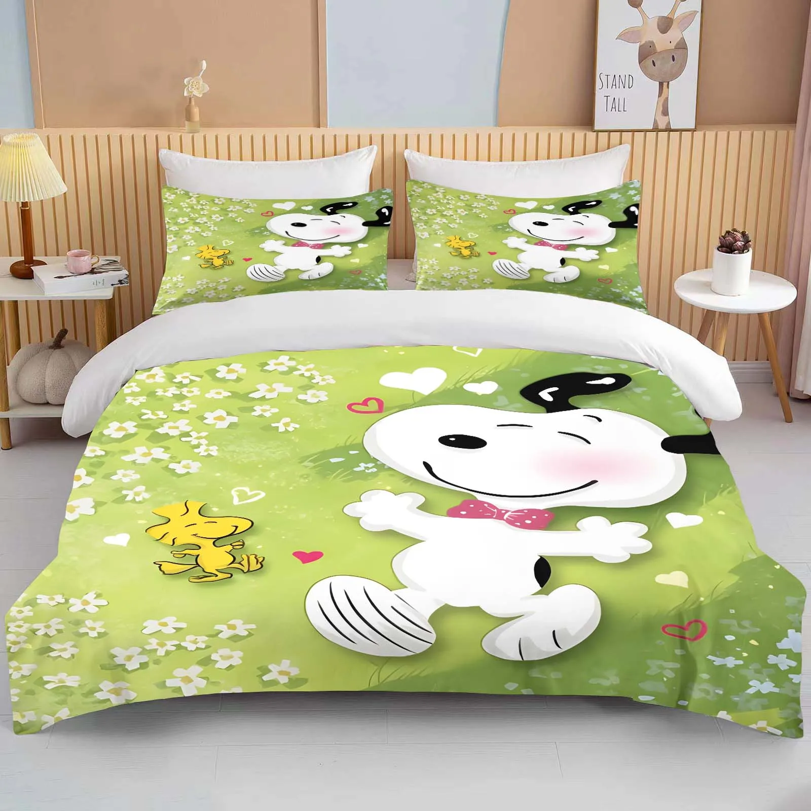 Imagem -02 - Cute Snoopy Dog Printed Quilt Cover e Pillowcase Bedding Conjunto para Crianças e Adultos Confortável Bed Grupo Twin King Luxo 10 Tamanhos