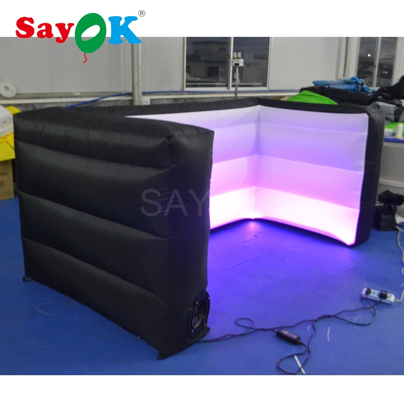 SAYOK 2.4m Led Inflatable Photo Booth Wall Inflatable Bar Counter Tent Party Backdrops for Party Club Wedding Shows Events