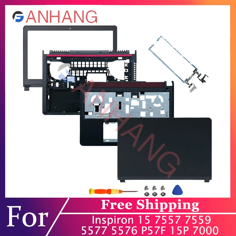 Novo para Inspiron 15-7000 7557 7559 5577 5576 P57F: Tampa Traseira Superior do LCD/Tampa Superior do Palmrest/Base Inferior/Tampa da Porta