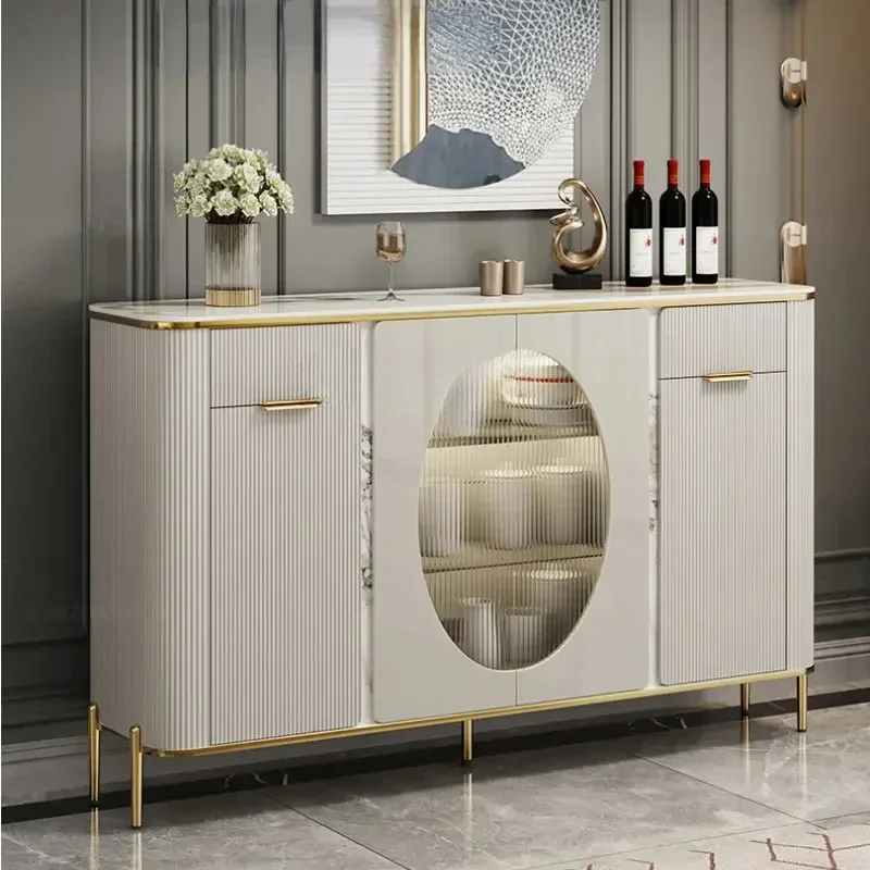 

Italian Stone Plate Sideboard Cabinet Light Luxury Restaurant Wall Locker Storage Cabinet High-End Entrance Cabinet