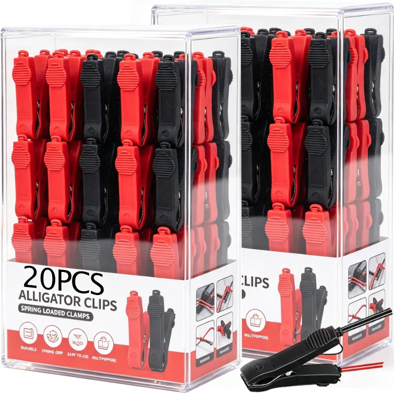 Alligator Clips Red Black Insulated Alligator Clips 35A Multimeter Testing Connector Clamps Electrical Circuit Repair Supplies