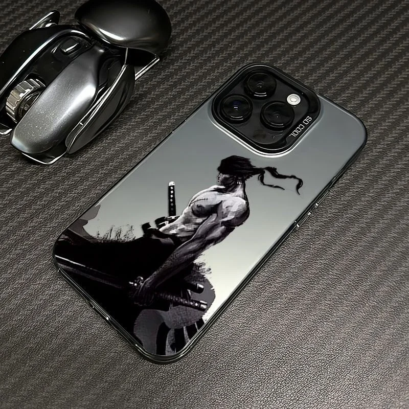 Japan Anime One Piece Phone Case for iPhone 11 12 13 14 15 16 17 Pro Max Plus Three blade flow Zoro Blindfold Shockproof Cover