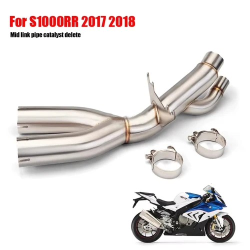 Imagen 2 del producto Sistema de Escape para motocicleta, tubo de enlace medio de doble salida de acero inoxidable modificado para carreras, para BMW S1000RR S1000R 2017 2018