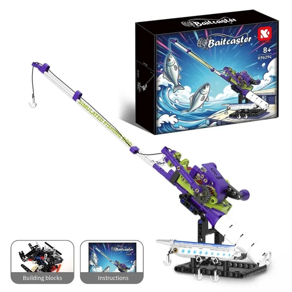 235PCS Mini Fishing Rod Building Blocks Simulation Sea Fishing Rod Model With Reel DIY K96294 Assembly Bricks Educational Gift