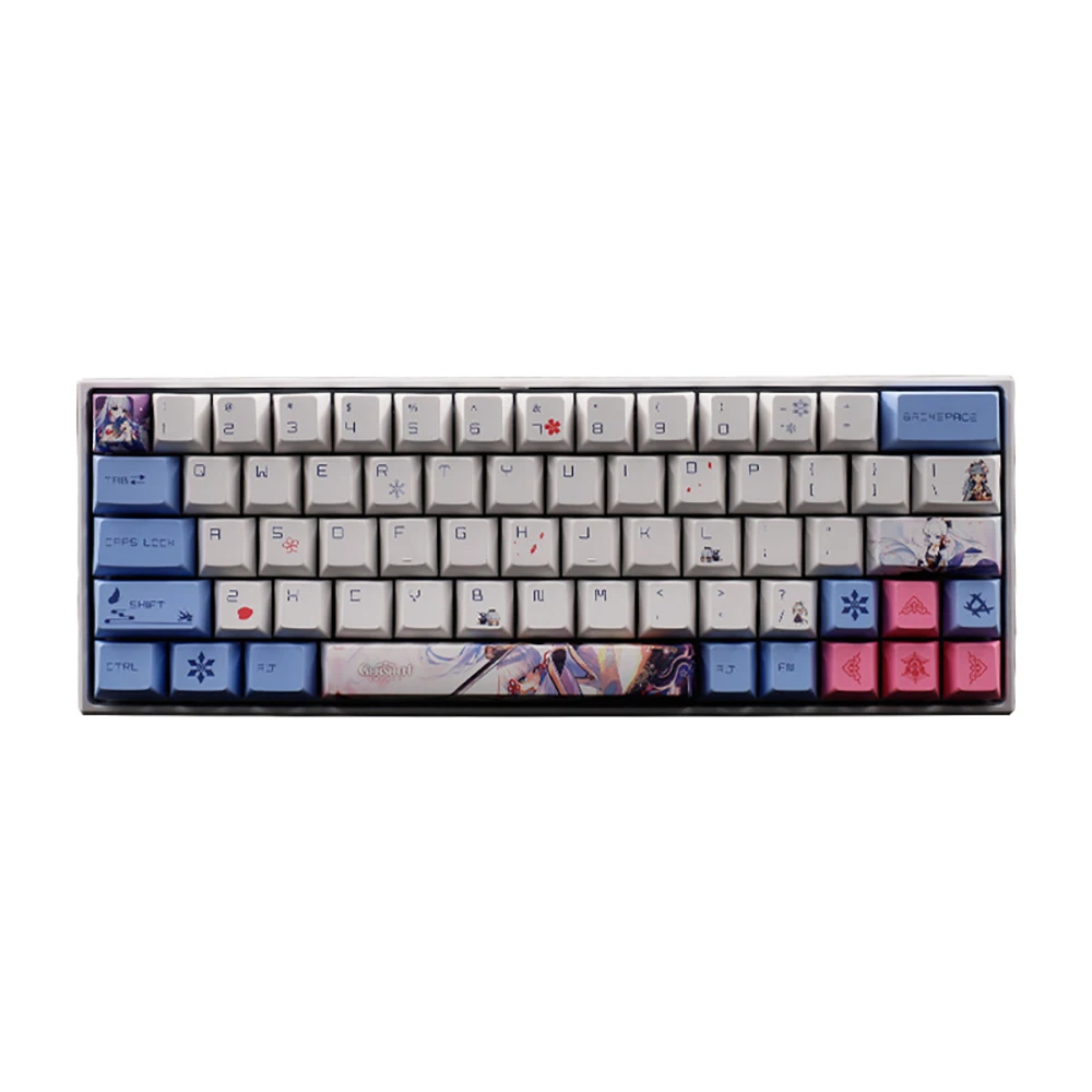 Genshin Tác Động Keycaps Kamisato Ayaka Keycap 134 Phím PBT Thăng Hoa Anh Đào Hồ Sơ Trò Chơi Nắp Phím Cho Công Tắc Bàn Phím Cơ