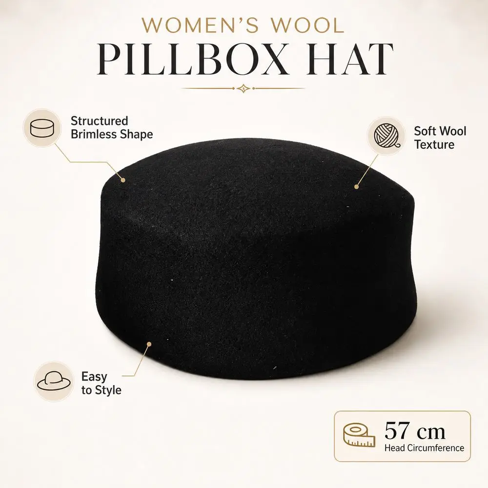New Wool Wool Pillbox Hat Solid Round Shape Brimless Cap Structured Crown Vintage Style Painter Hat Formal Occasions