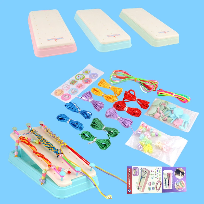 1 conjunto de presente da menina diy pulseira fazendo kit para menina jóias tear trança pulseira artesanato brinquedo artesanal conjunto completo cordas coloridas