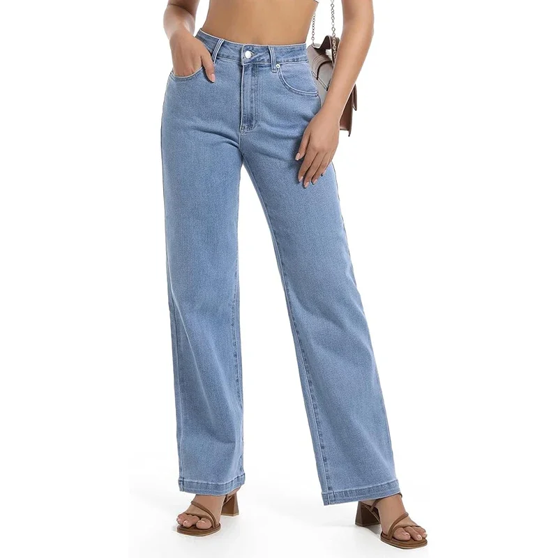 

2025 New Female Slimming Thin High Waisted Jeans Girls Breathable Stretch Denim Pants Women Fashion Straight Leg Cheap Trousers