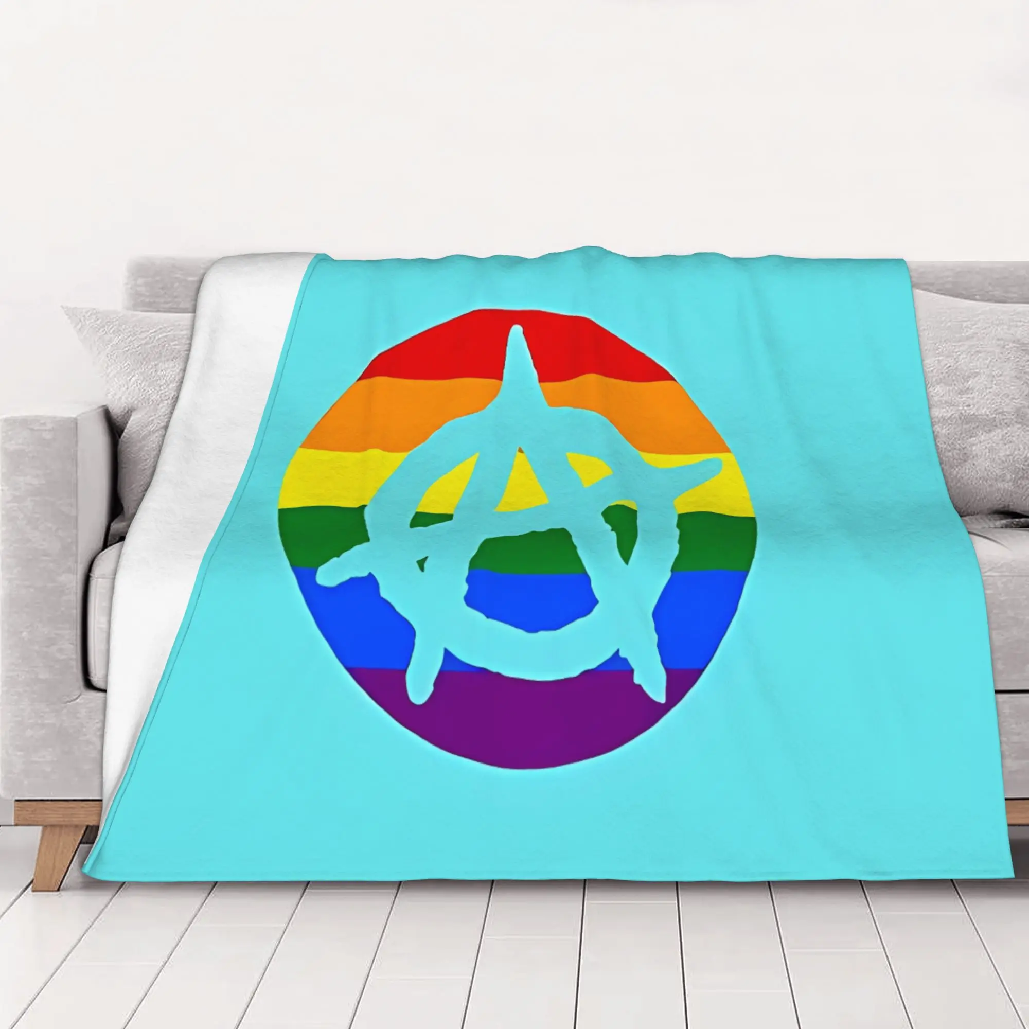 1PC home Cutecore Rainbow Anarchy Cutout Anarchy Blanket Super Cosy Plush Home Living Room Sofa halloween