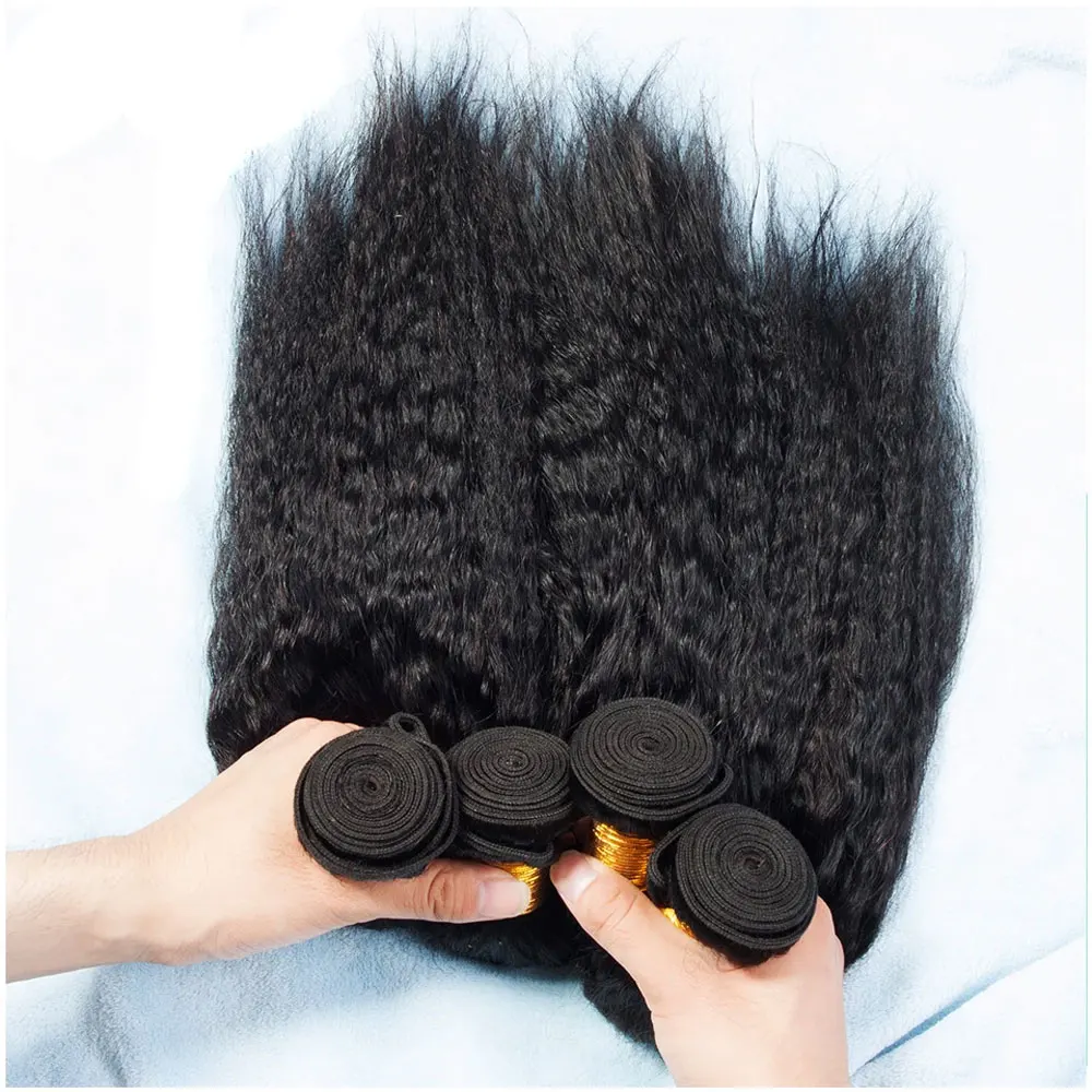 Megeen-mechones de cabello humano 100% liso, extensiones de cabello Remy peruano, Yaki, 32 pulgadas, a granel