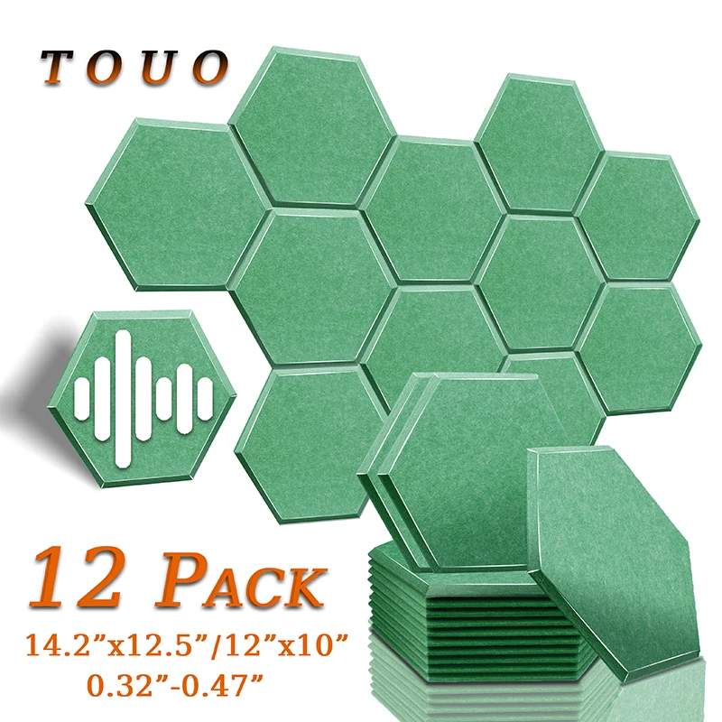 

TOUO 12Pcs Acoustic Treatment Wall Panels Hexagon Sound Proof Panel Study Meeting Room Nursery Wall Decor Home Deco