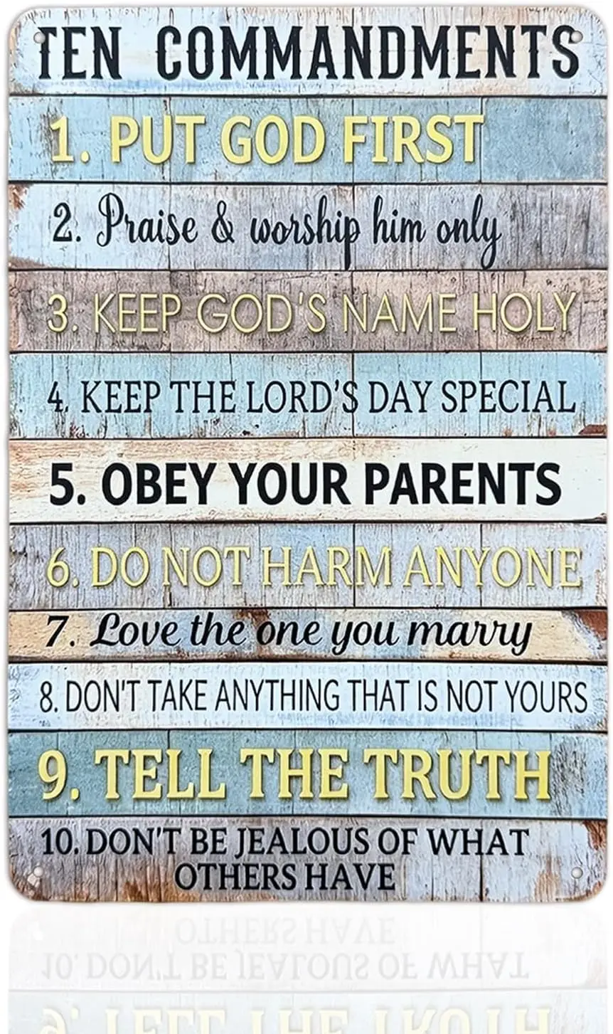 The Ten Commandments Metal Tin Sign 10 Commandments Wall Art Decor Ten Commandments Poster  --Tin Sign