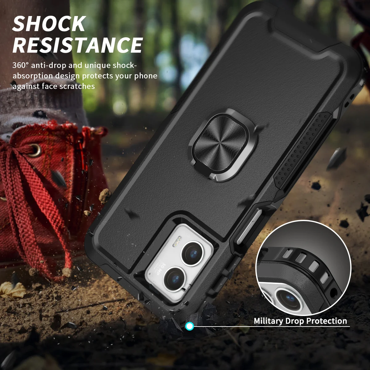 Heavy Duty Drop Protection Anti-skid Rugged Shockproof/Dust Proof 3-Layer Case For Moto G 5G 2023 Phone Cover