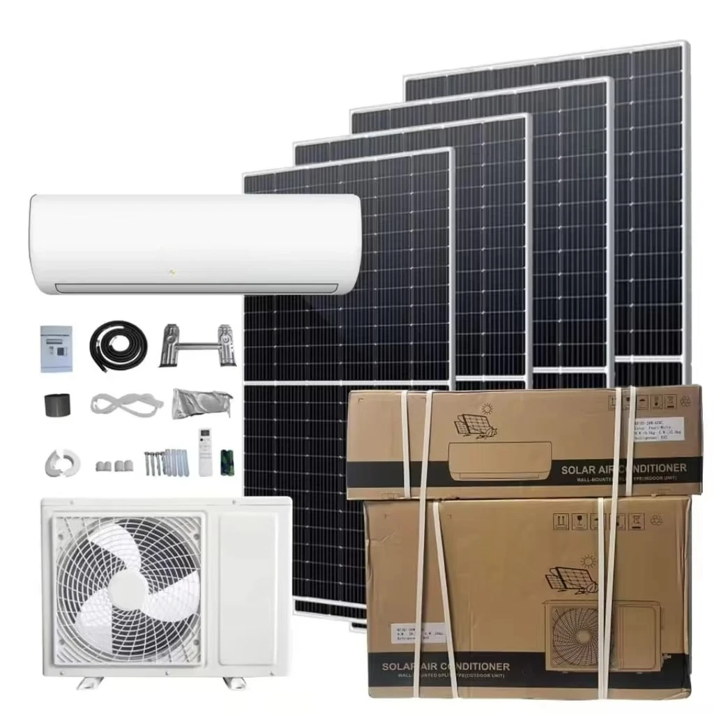 24000BTU DIY Install Hybrid Solar Mini Split Heat Pump AC DC Air Conditioner Powered by Solar Cell for RV Outdoor Vehicle