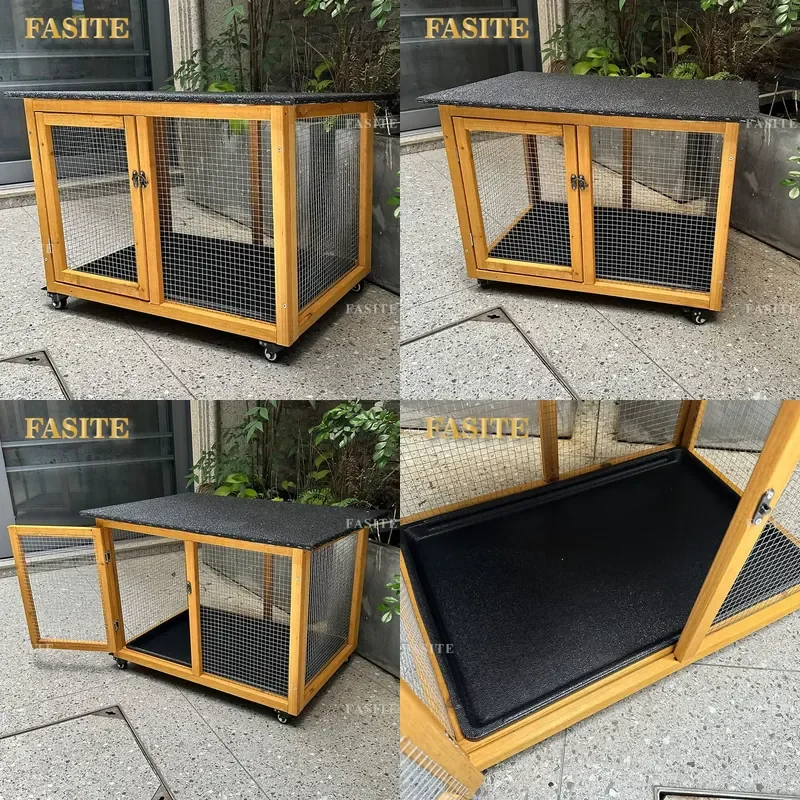 For Chicken Duck Rabbit Pigeon Outdoor Coop Wooden Pet House with Run Fence Large Animal Cage Weatherproof Backyard Garden