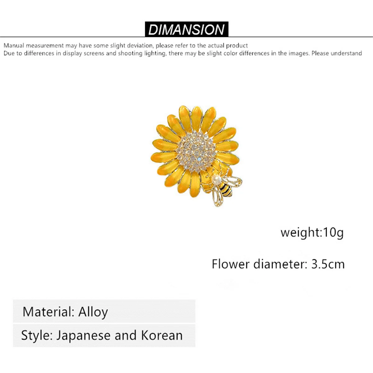 1Pc Charm Enamel Sunflower Bee Brooch Korean Fashion Pin Personalized Creative Jewelry Accessories Party Banquet Birthday Gift view 6