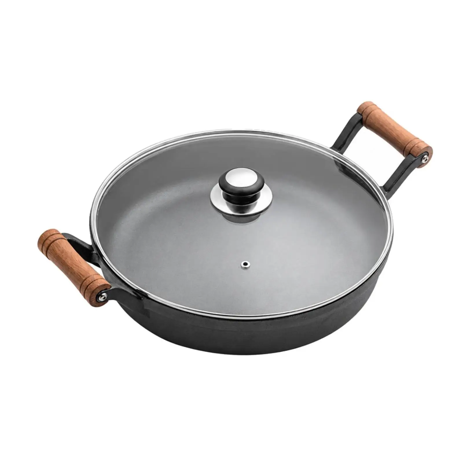 Versatile Cast Iron Frying Pan with Lid for Induction Stove Cooking Eggs Pancakes and Searing