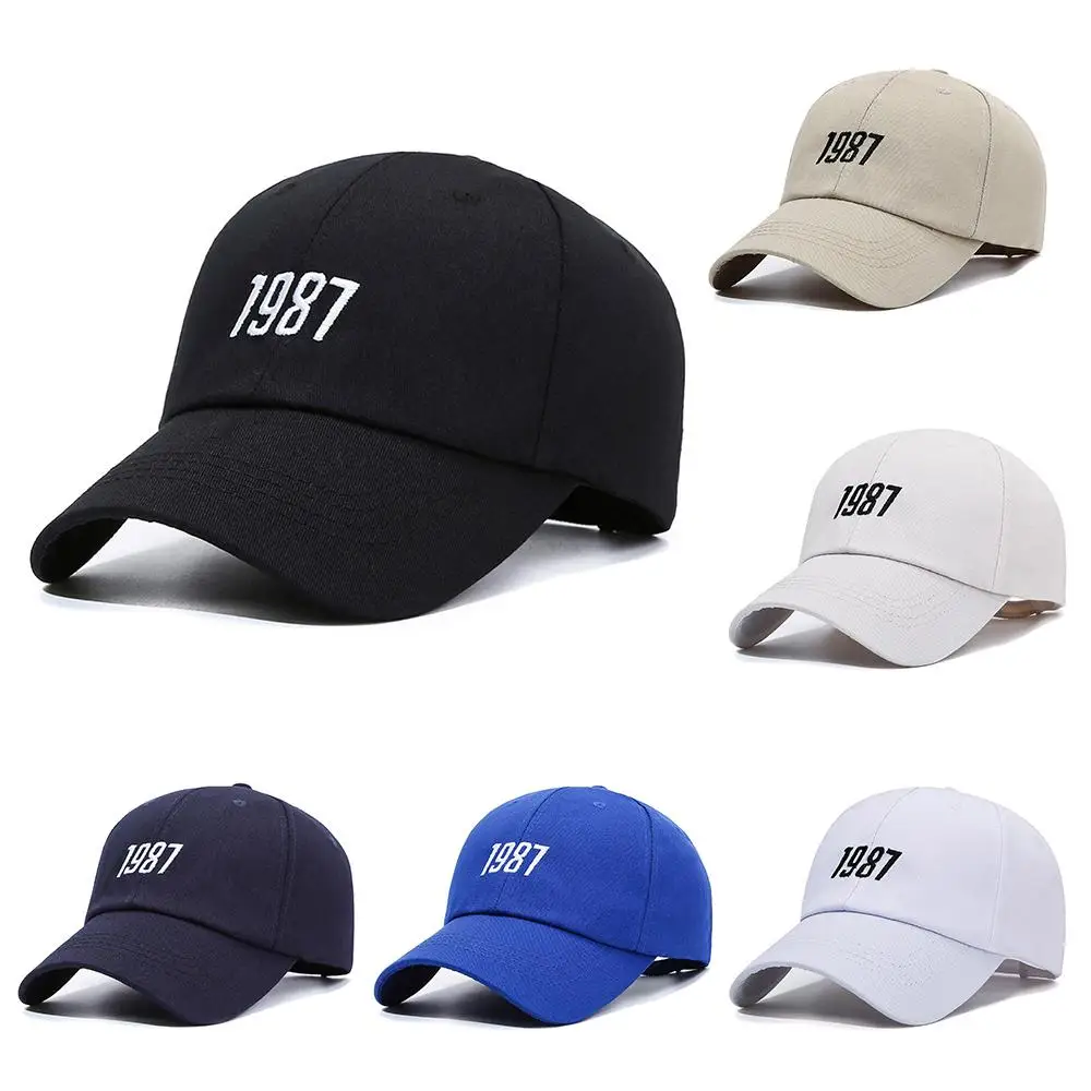 

Comfortable Embroidered 1987 Men's Baseball Cap Wide Brim Adjustable Outdoor Sports Sun Hat Sun Protection Snapback Cap Unisex