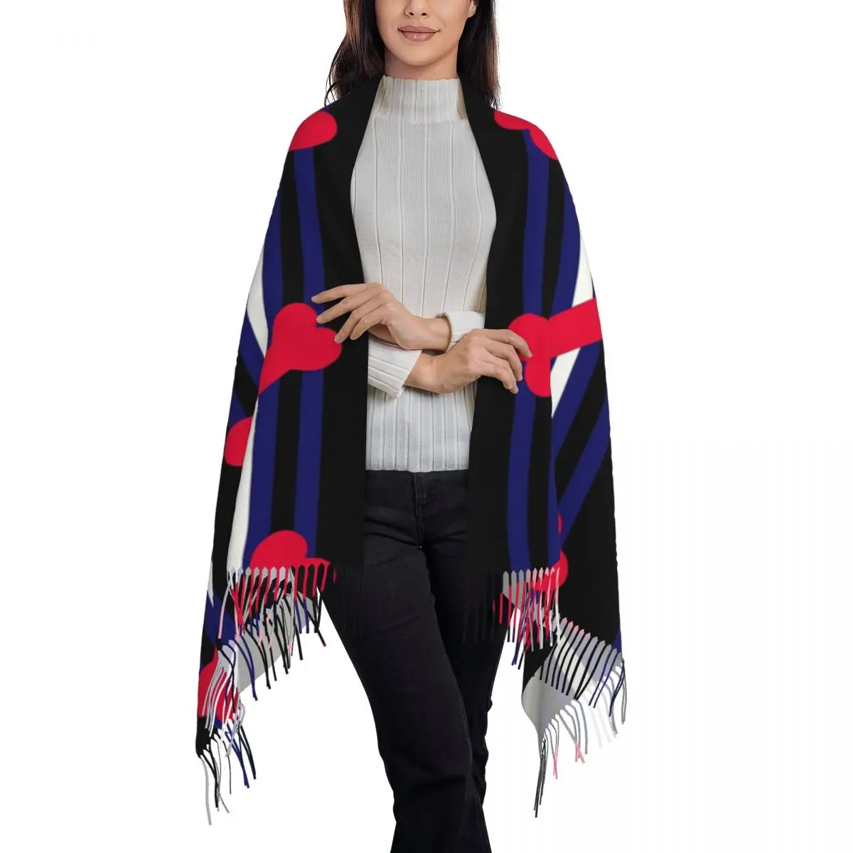 Leather Puppy Pride Scarf Tassel Scarves for Women Soft Warm Shawls and Wraps Large Fall Winter Shawl Wrap