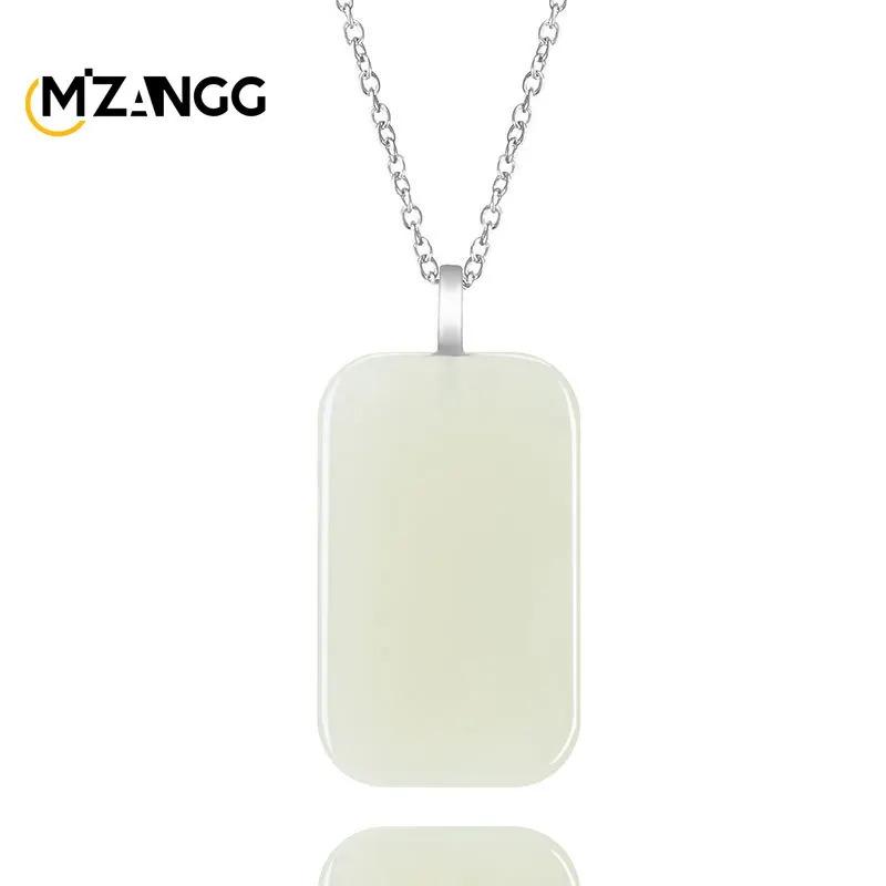 

Натуральное серебро S925 с подвеской в виде знака мира из нефрита Хэтянь, модное роскошное мужское и женское ювелирное ожерелье, амулет на удачу