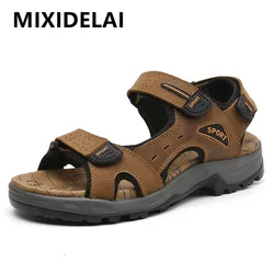 Summer Men's Shoes Soft Breathable Men's Sandals Genuine Leather Outdoor Sandals Men Roman Summer Beach Sandals Large Size 38-46