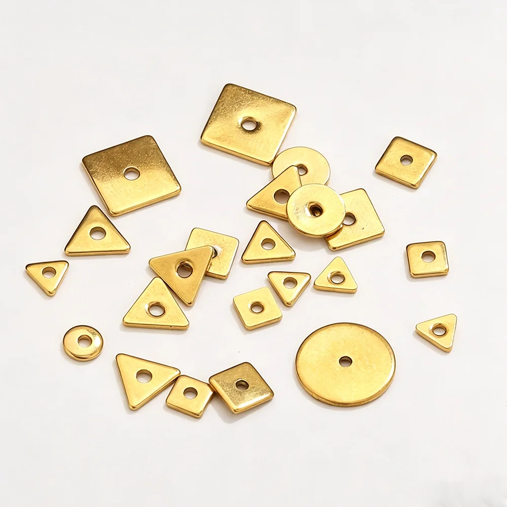 50 Stück/Los Edelstahl Runde Quadratische Dreieckige Flache Abstandshalter-Perlen DIY-Charms-Perlen für Schmuckherstellung – Detail 4