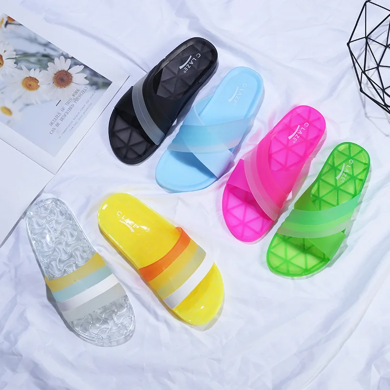 Vrouwen Hoge Hak Jelly Slippers Zomer 2022 Nieuwe Treuzelt Pvc Waterdichte Hoge Dikke Bodem Schoenen Gelei Slippers Voor Meisjes