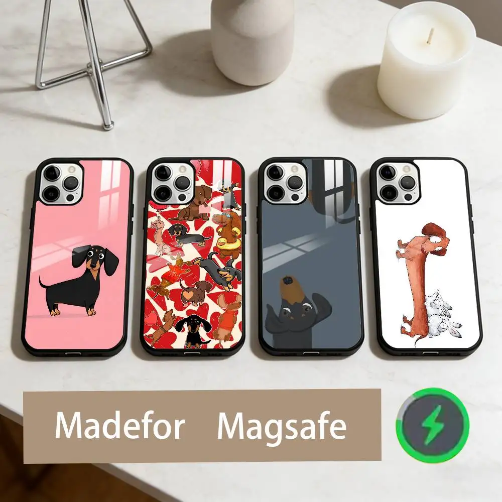 

D-Dachshund Cute Sausage Dog Phone Case For iPhone17,16,15,14,13,12,11 Plus,Pro Max Magnetic For Magsafe Wireless Charging