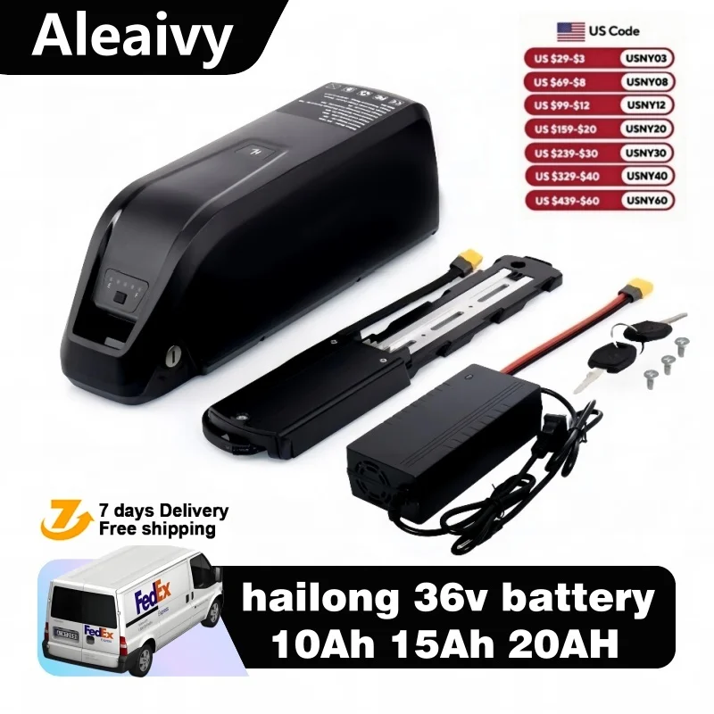

Ship from US Hailong 36V eBike Battery 10Ah 15Ah 20Ah Mountain Electric Bicycle Bateria Pack for Ebike 250W-1500W Motor