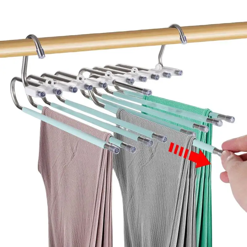 Pants Hanger Space Saving Clothes Hanger 9-Layers Rack For Closet Nonslip Stainless Steel Clothes Hangers Multifunctional For