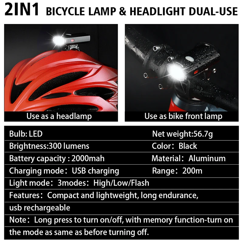 WEST BIKING Bike Helmet Headlight Cycling Front Lighting Warning Safety MTB Road Waterproof Bike Light Cycling Accessories